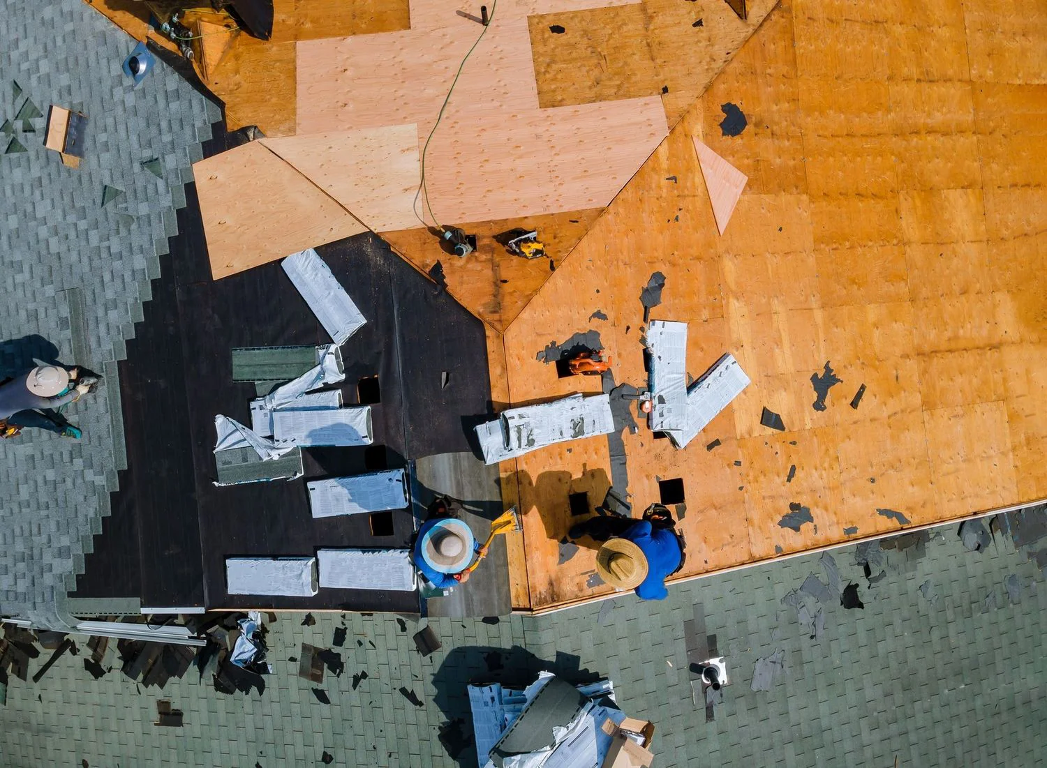 Roof repair in progress